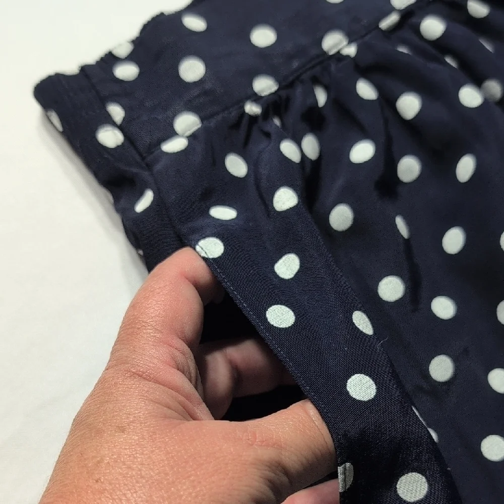 Blue and White Pleated A-Line Skirt for Work